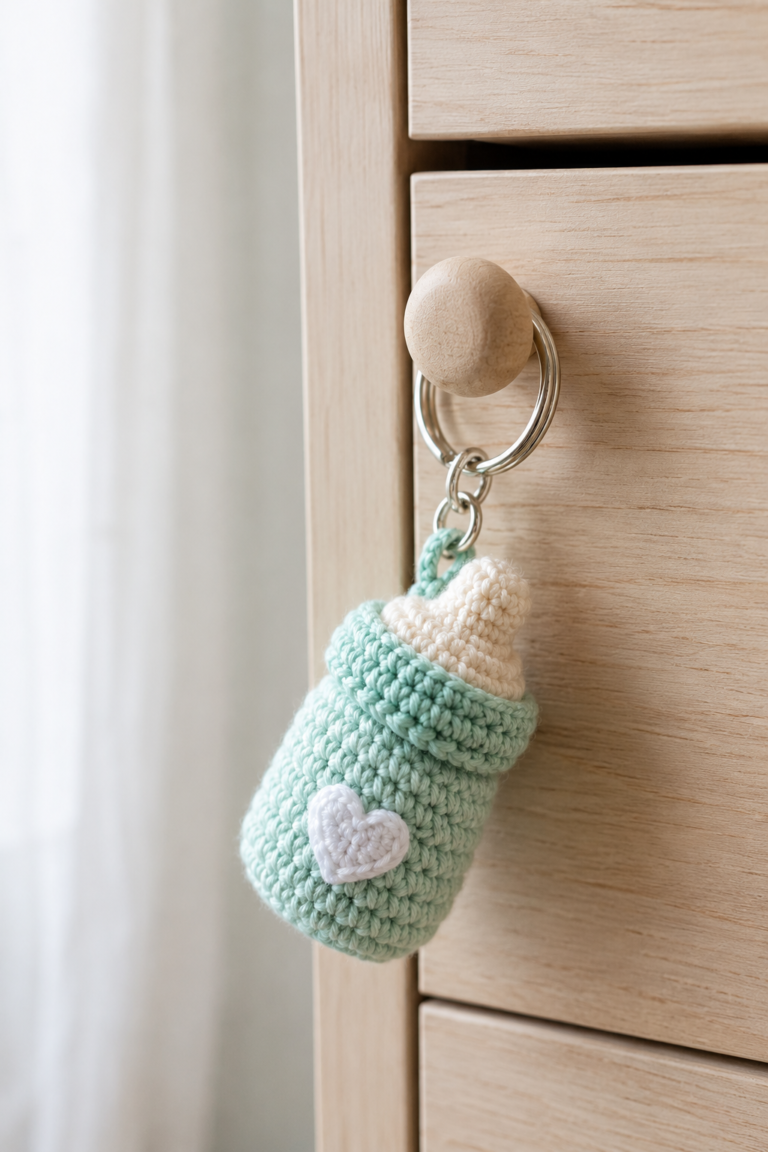 Easy Crochet Baby Bottle Keychain – Free Amigurumi DIY