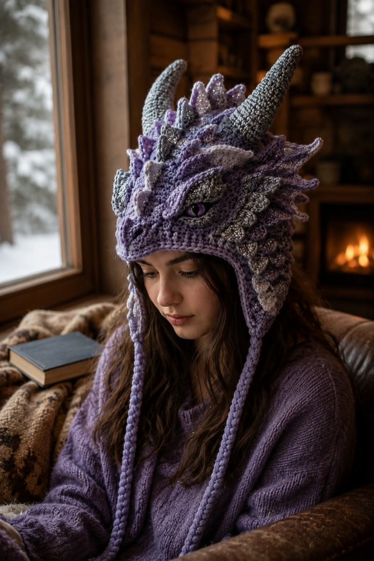 Magical Ice Dragon Crochet Beanie Pattern
