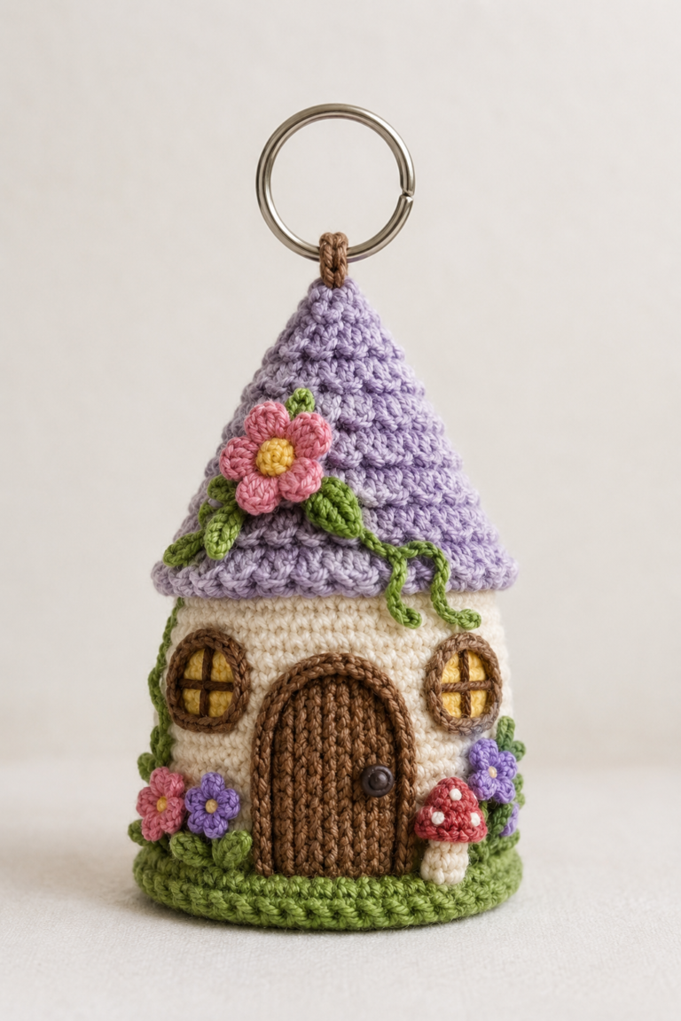 Charming Crochet Fairy House Keychain – Free Amigurumi Pattern