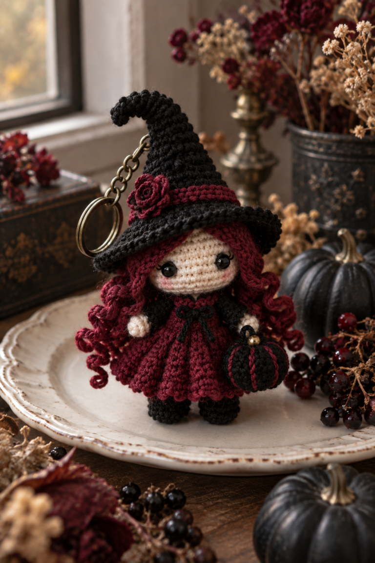 Charming Halloween Amigurumi Witch Keychain DIY