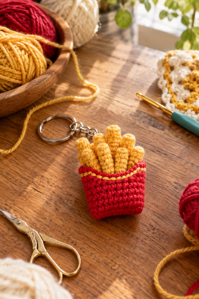 Easy Crochet French Fries Keychain Amigurumi