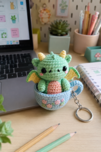 Free Amigurumi Teacup Dragon Keychain Crochet Pattern
